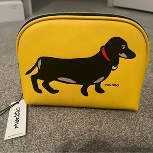 NWT Marc Tetro cosmetic bag/pouch yellow dachshund